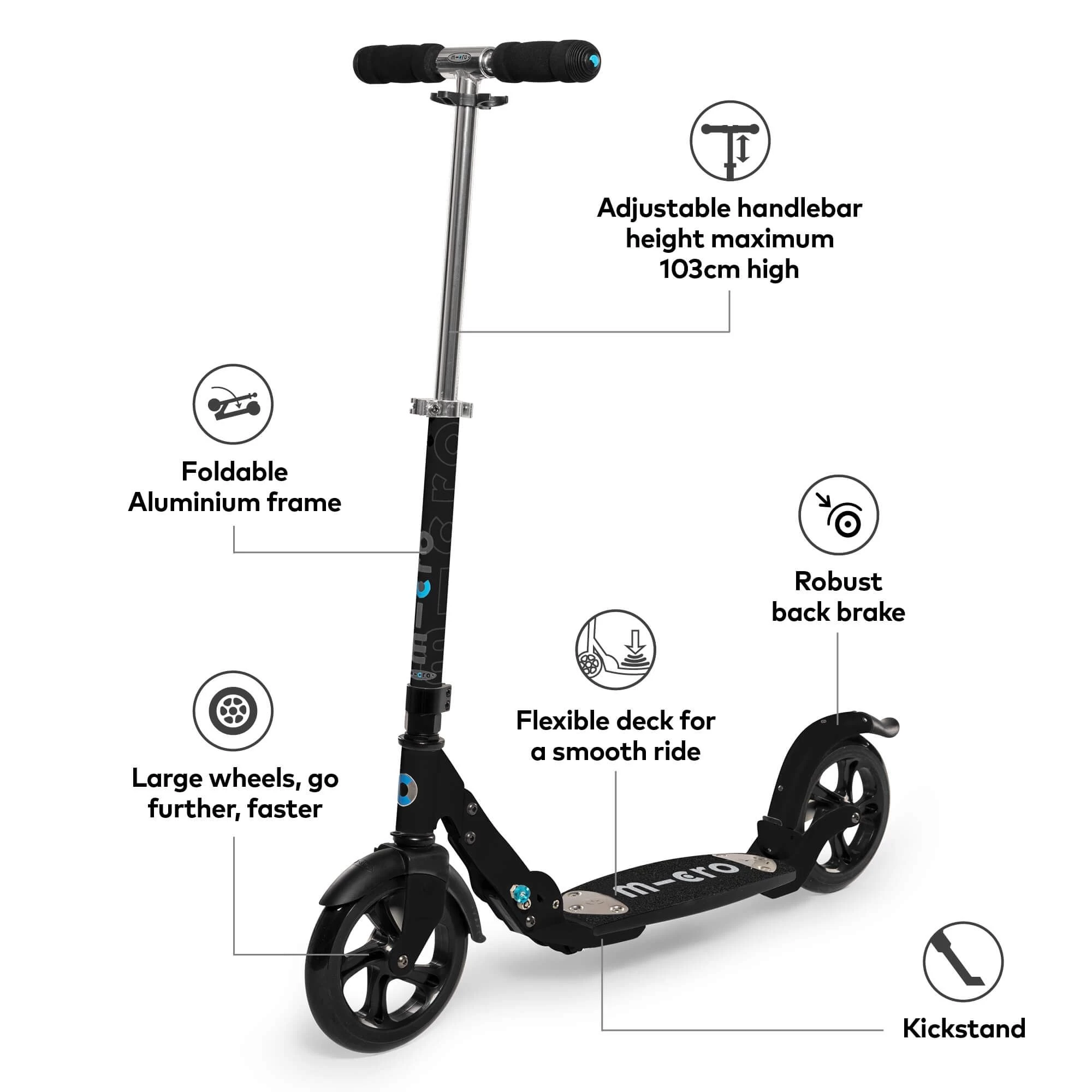 Micro Flex Deluxe Scooter - Black - Image 3