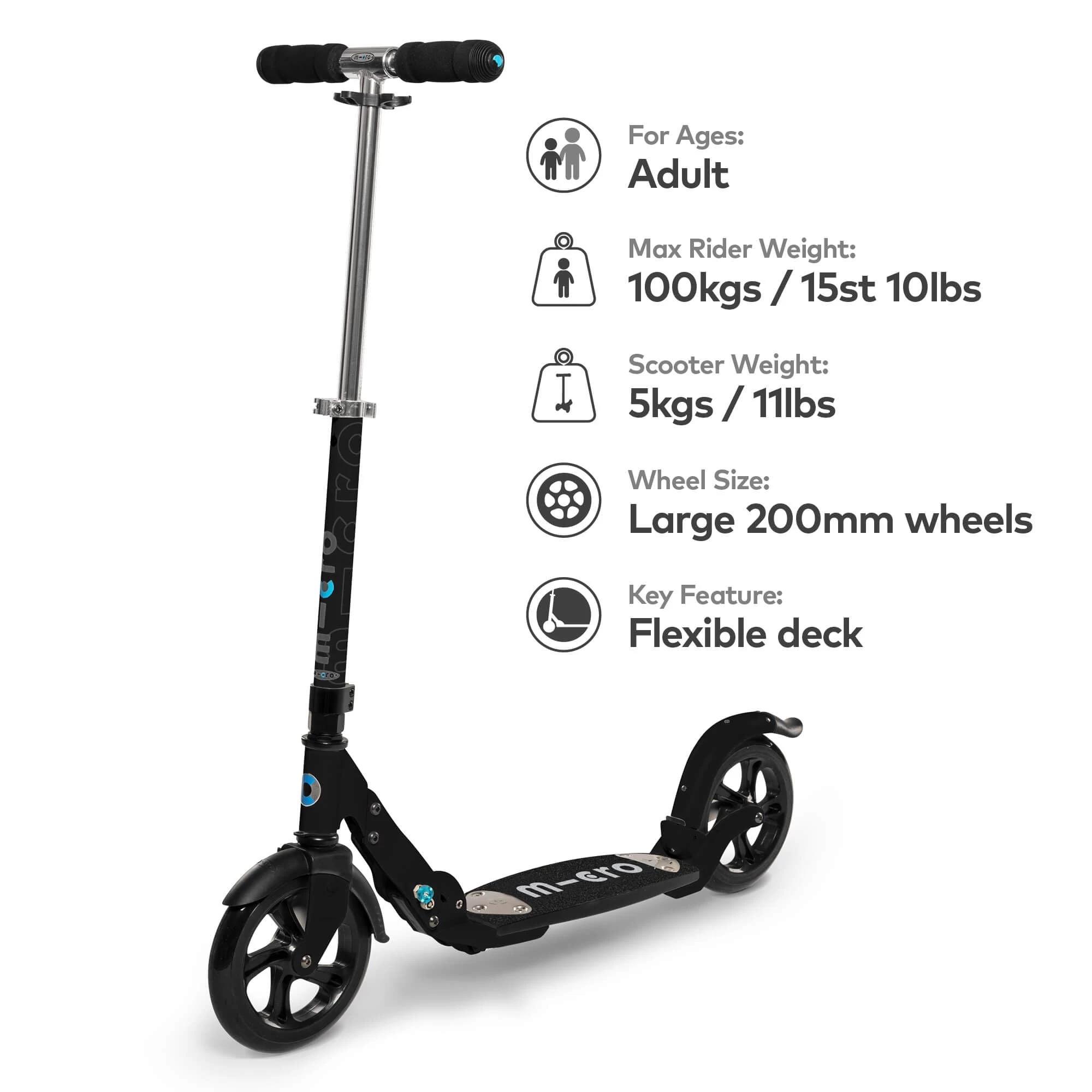 Micro Flex Deluxe Scooter - Black - Image 2
