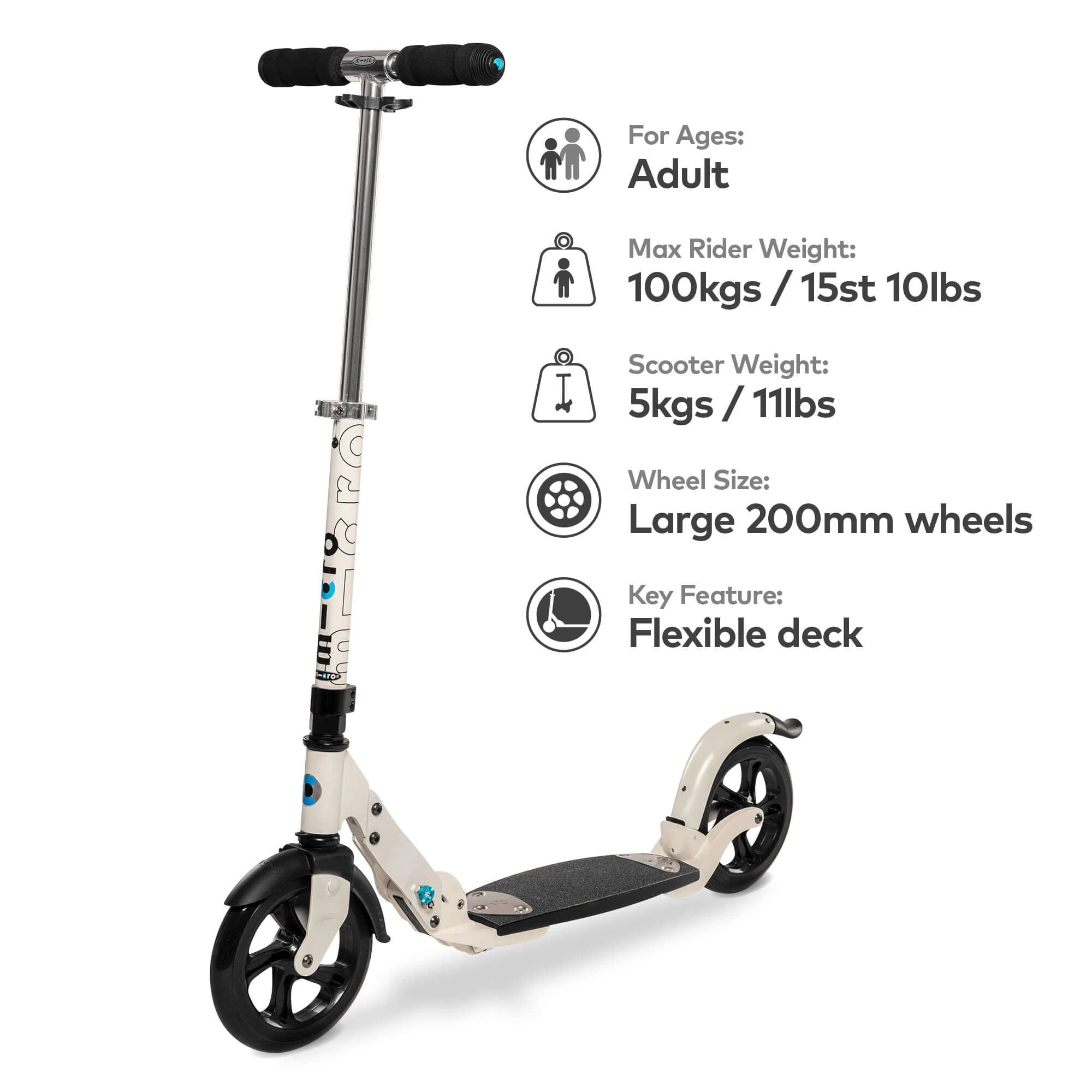 Micro Flex Deluxe Scooter - Cream - Image 2