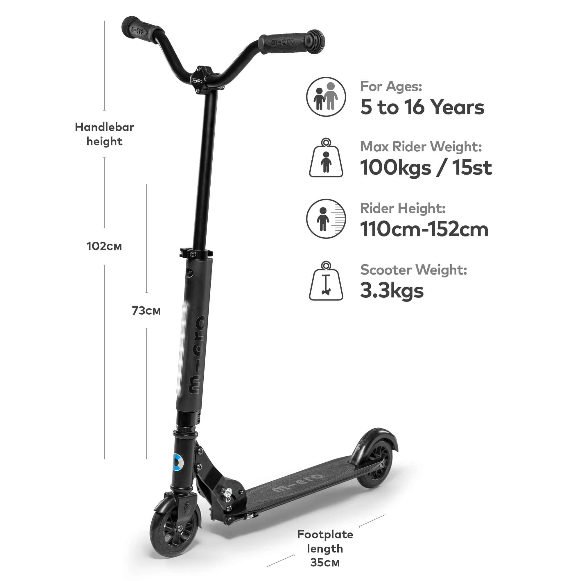 Micro Sprite Deluxe Scooter - Black - Image 2