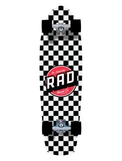 Rad Checkers Retro Roller Black/White Cruiser Skateboard - 28"