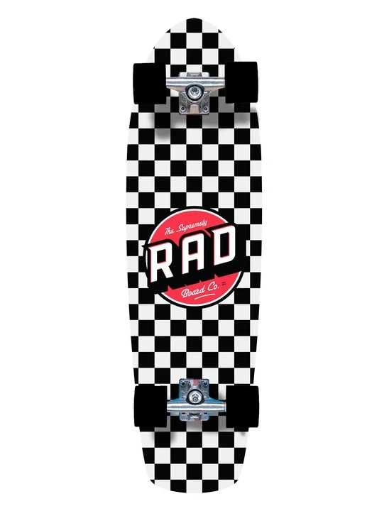 Rad Checkers Retro Roller Black/White Cruiser Skateboard - 28"