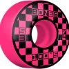 Bones 100's Block Party V4 Wide Skateboard Wheels Pink - 52mm