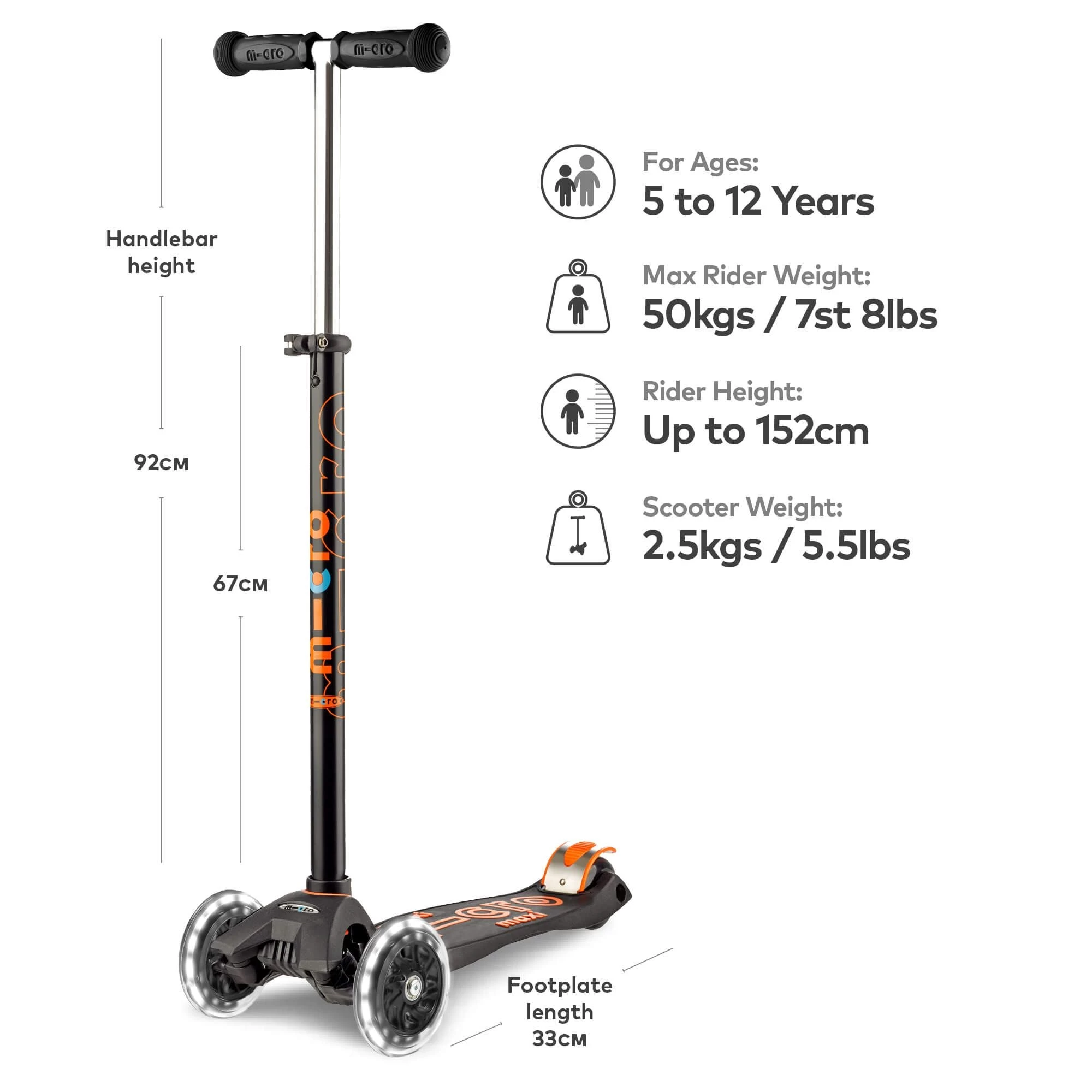 Maxi Micro Deluxe LED Scooter - Black - Image 2