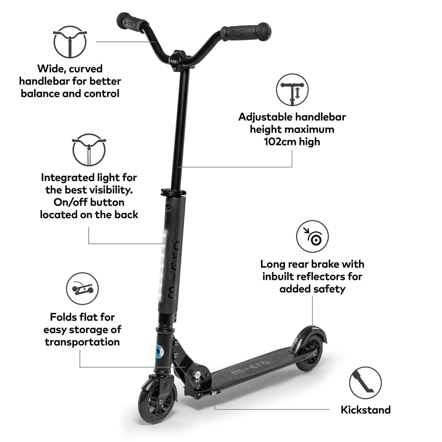 Micro Sprite Deluxe Scooter - Black - Image 3